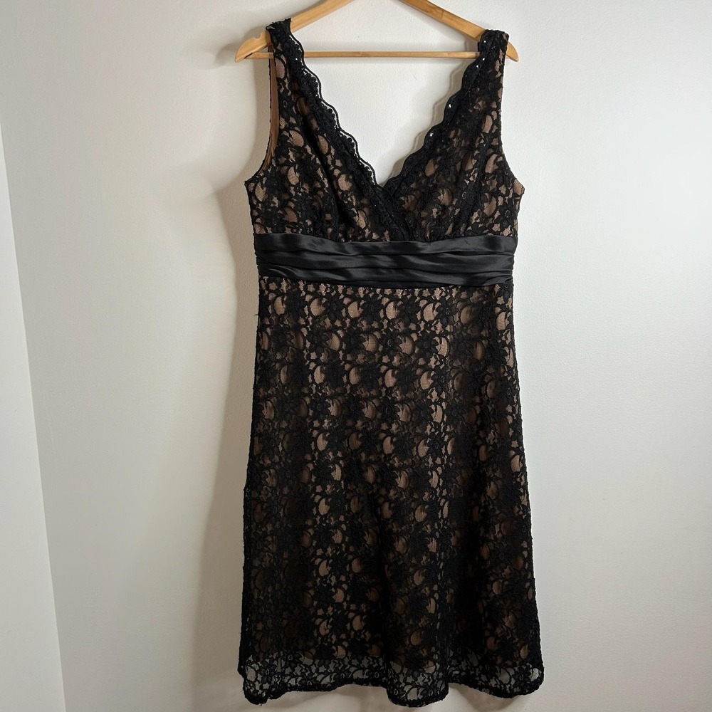 SL Fashions Cocktail Event Dress Womens 16 Black Lace Whimsigoth Fairy Grunge‎